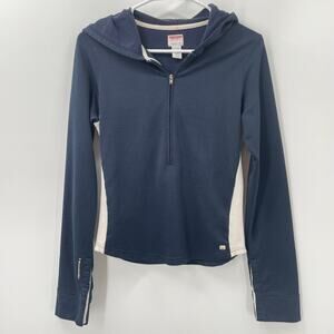 Abercrombie & Fitch Women’s‎ Hoodie Jacket Gym Issue 1/2 Zip, Navy/ Ivory, Sz M